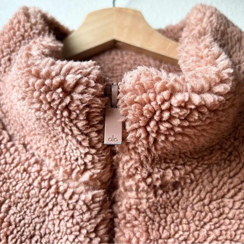 ALO Yoga Norte Sherpa Faux Fur Coat Henna Brown Chocolate Sz L